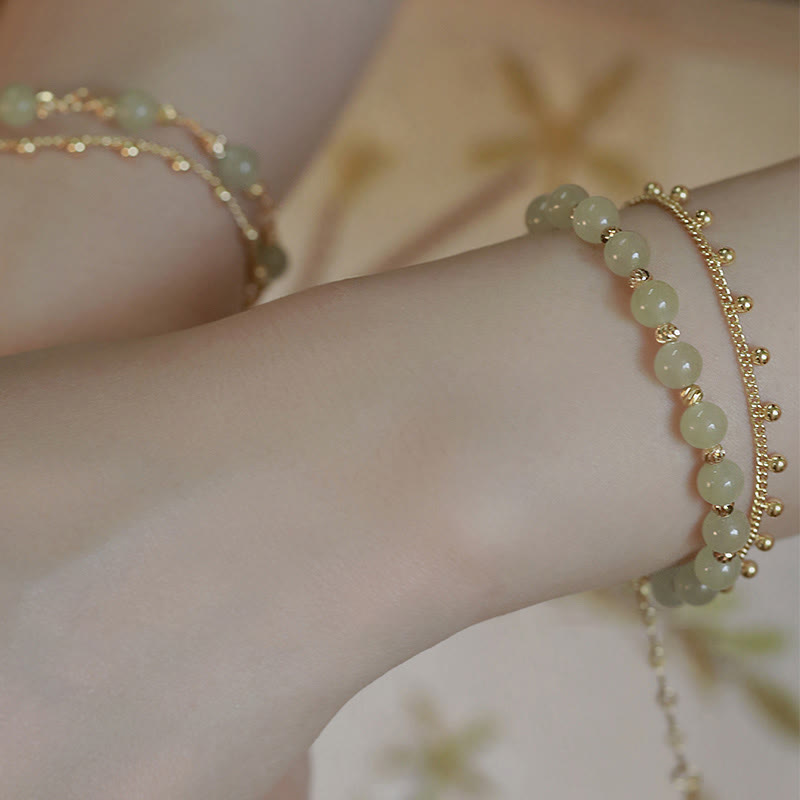 Bracelet en jade Hetian à deux couches pour la chance et la prospérité