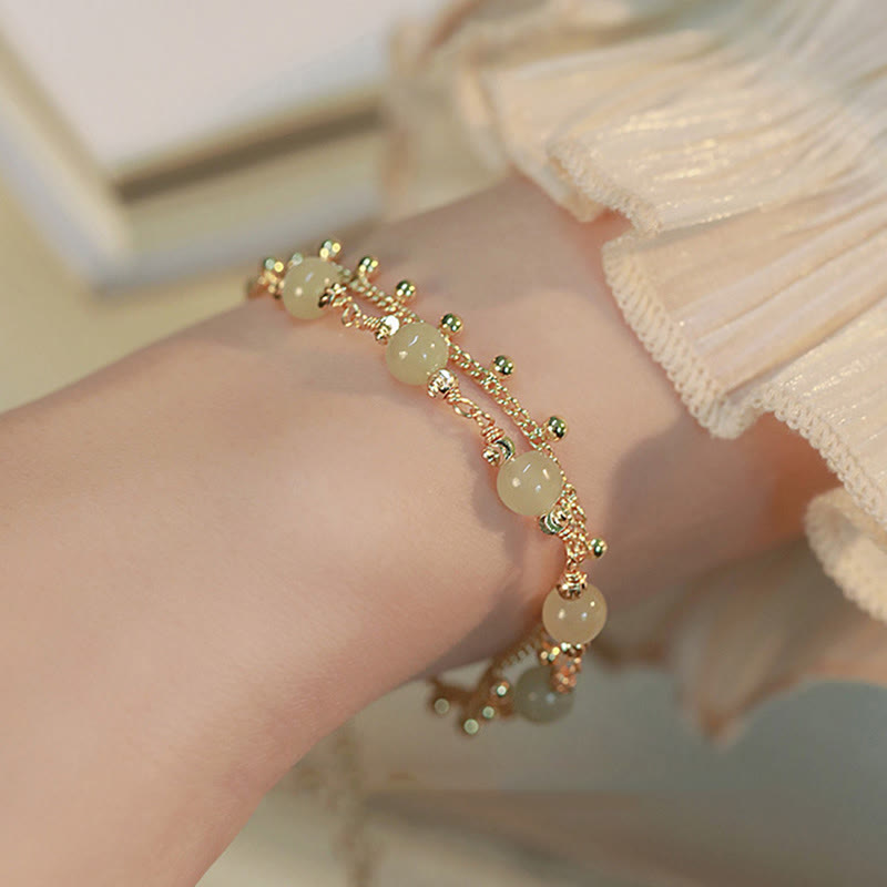 Bracelet en jade Hetian à deux couches pour la chance et la prospérité