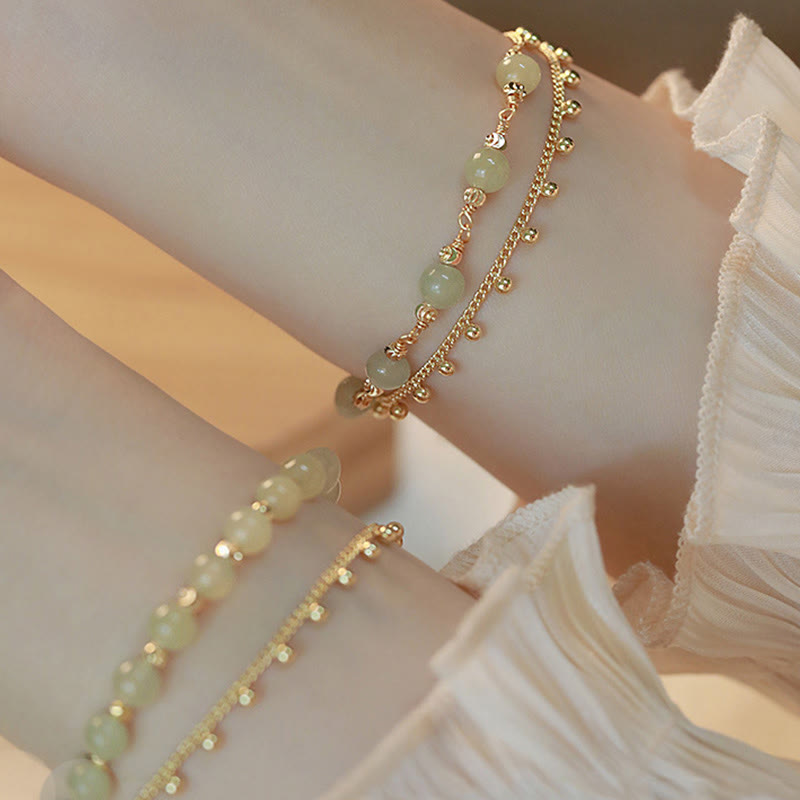 Bracelet en jade Hetian à deux couches pour la chance et la prospérité