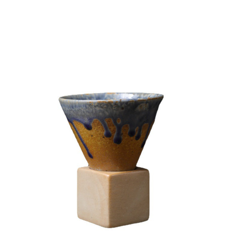 Tasse à café vintage en céramique dégradée avec base, 200 ml | Décor Zen