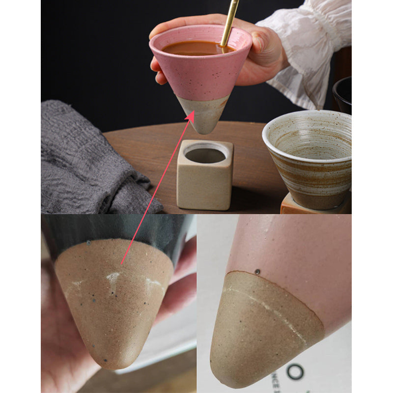 Tasse à café vintage en céramique dégradée avec base, 200 ml | Décor Zen