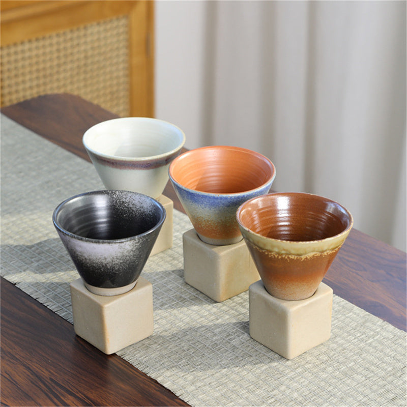 Tasse à café vintage en céramique dégradée avec base, 200 ml | Décor Zen