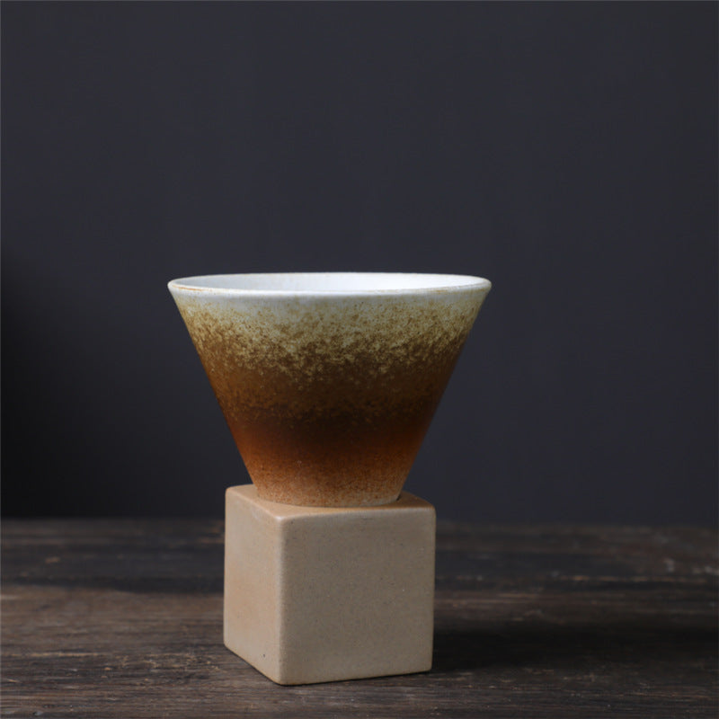 Tasse à café vintage en céramique dégradée avec base, 200 ml | Décor Zen