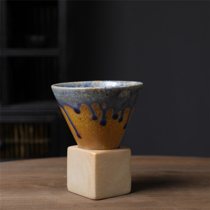 Tasse à café vintage en céramique dégradée avec base, 200 ml | Décor Zen
