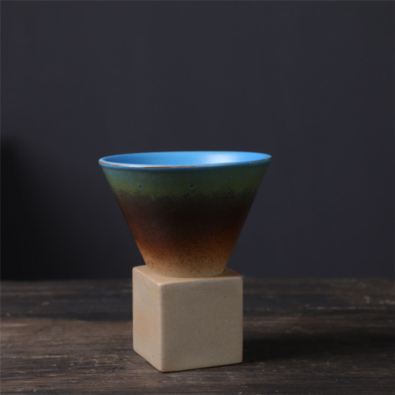 Tasse à café vintage en céramique dégradée avec base, 200 ml | Décor Zen