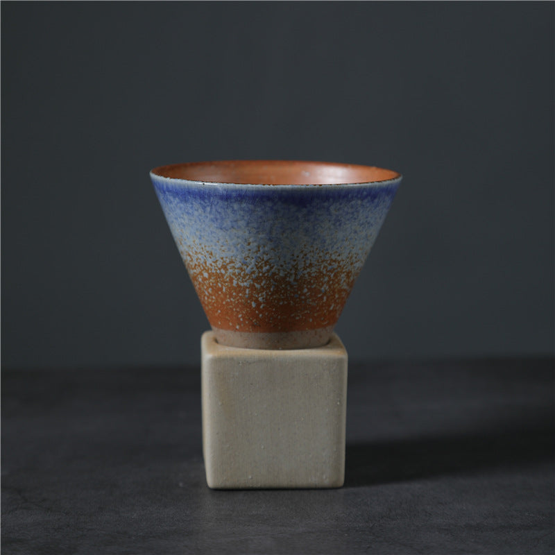 Tasse à café vintage en céramique dégradée avec base, 200 ml | Décor Zen
