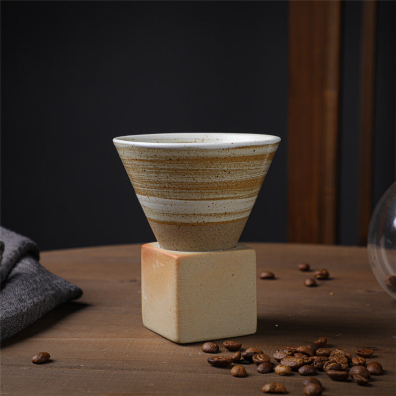 Tasse à café vintage en céramique dégradée avec base, 200 ml | Décor Zen