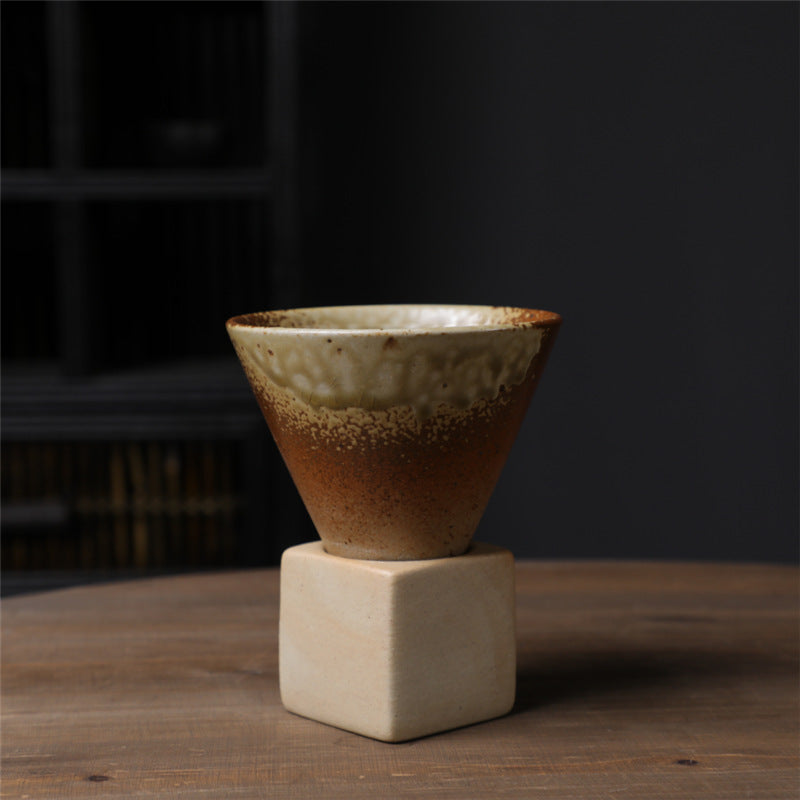 Tasse à café vintage en céramique dégradée avec base, 200 ml | Décor Zen