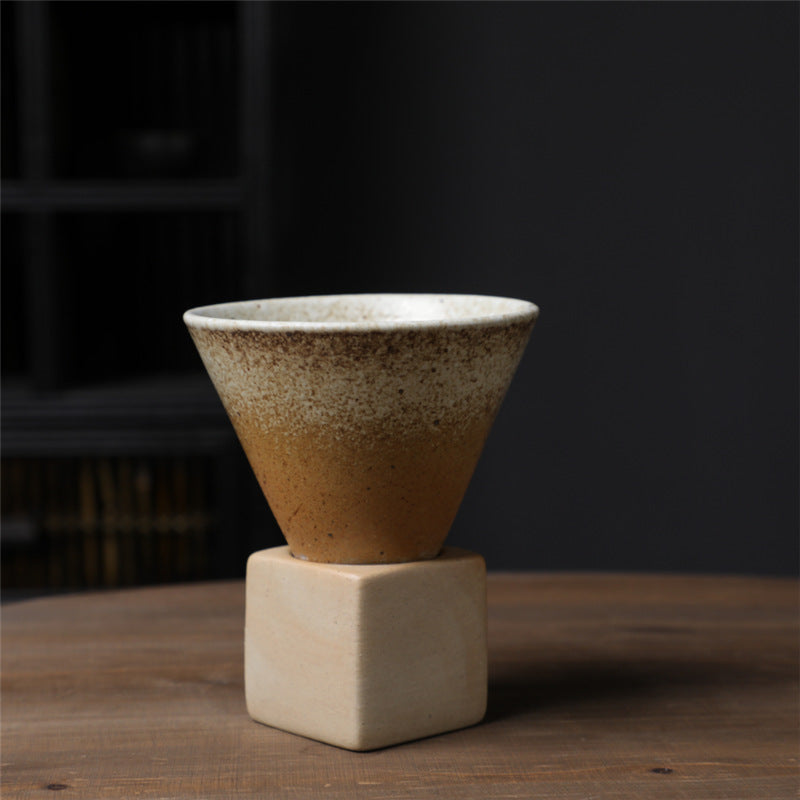 Tasse à café vintage en céramique dégradée avec base, 200 ml | Décor Zen