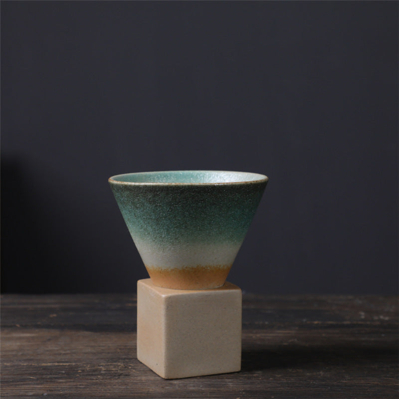 Tasse à café vintage en céramique dégradée avec base, 200 ml | Décor Zen