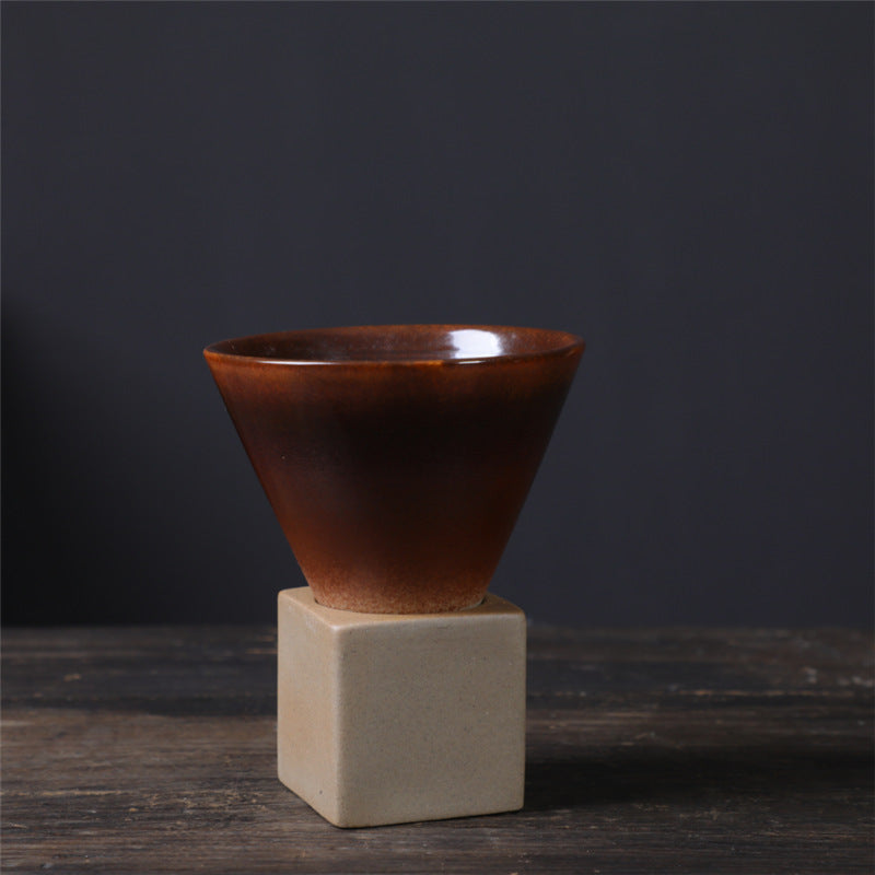 Tasse à café vintage en céramique dégradée avec base, 200 ml | Décor Zen