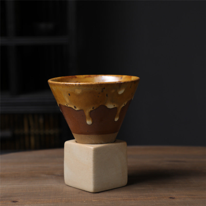 Tasse à café vintage en céramique dégradée avec base, 200 ml | Décor Zen