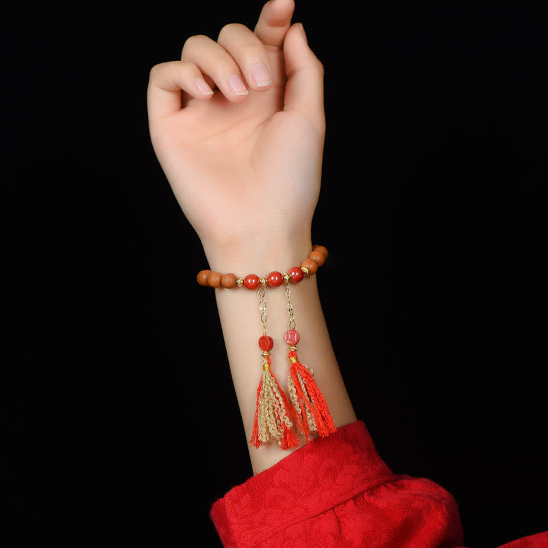 Peach Wood Pixiu Bracelet for Wealth & Protection 8mm Beads