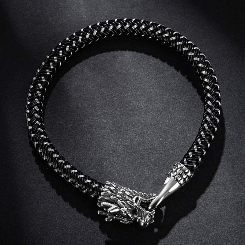 Titanium Steel Dragon Protection Luck Bracelet
