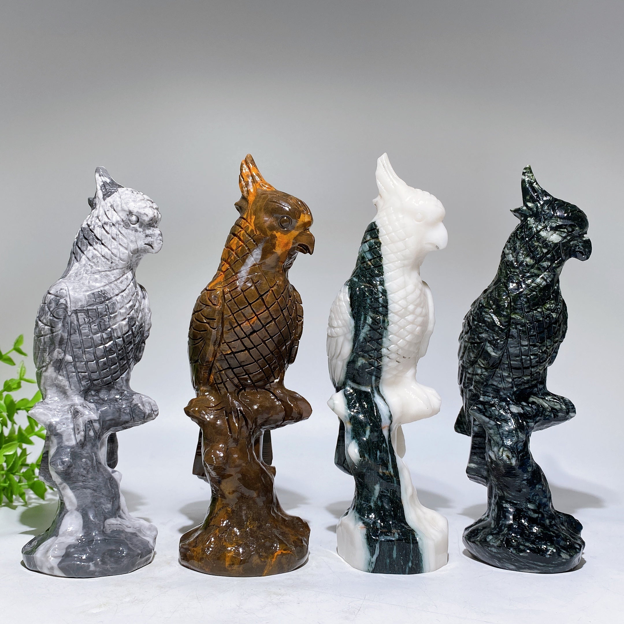 20cm Jade Parrot Crystal Healing Animal Figurine