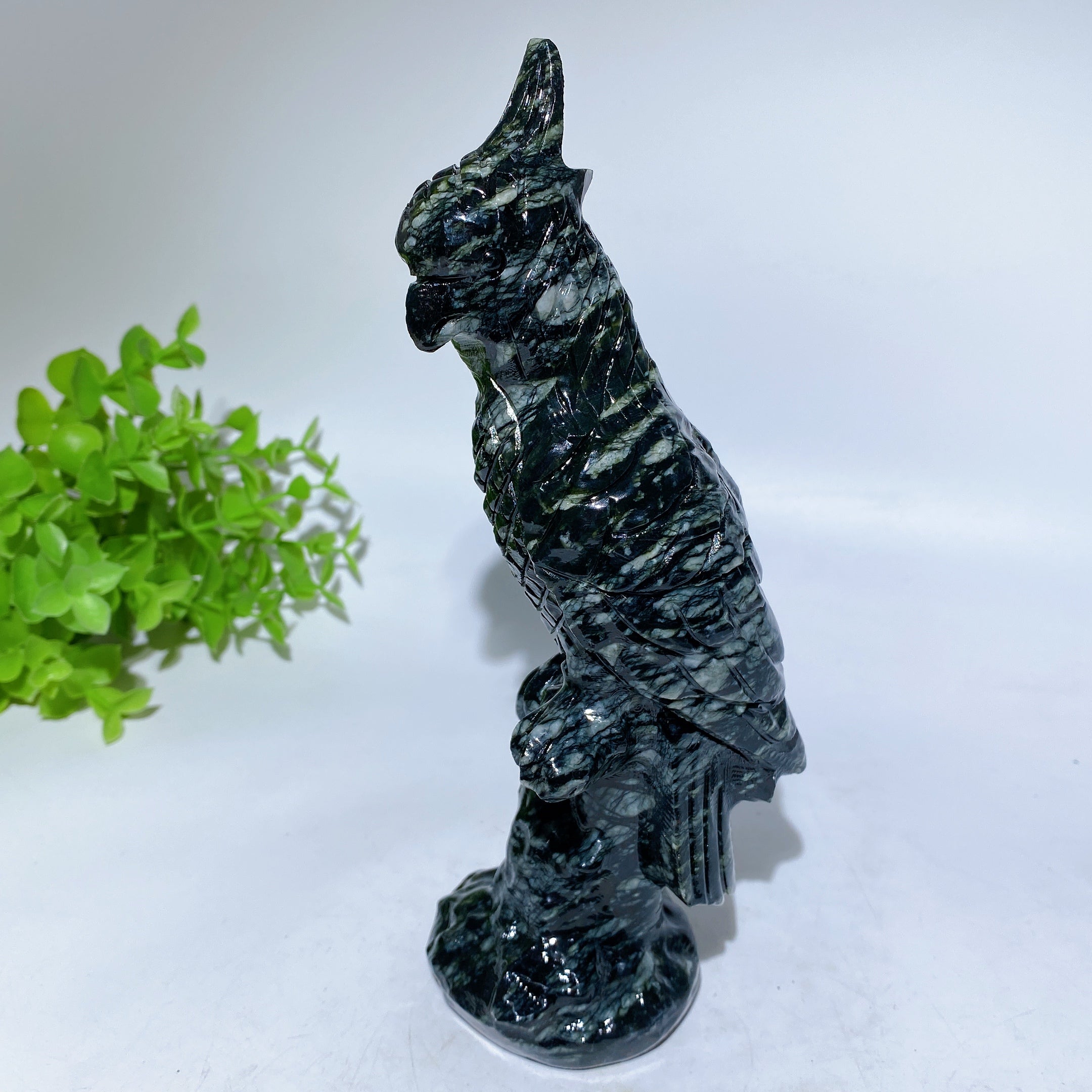 20cm Jade Parrot Crystal Healing Animal Figurine
