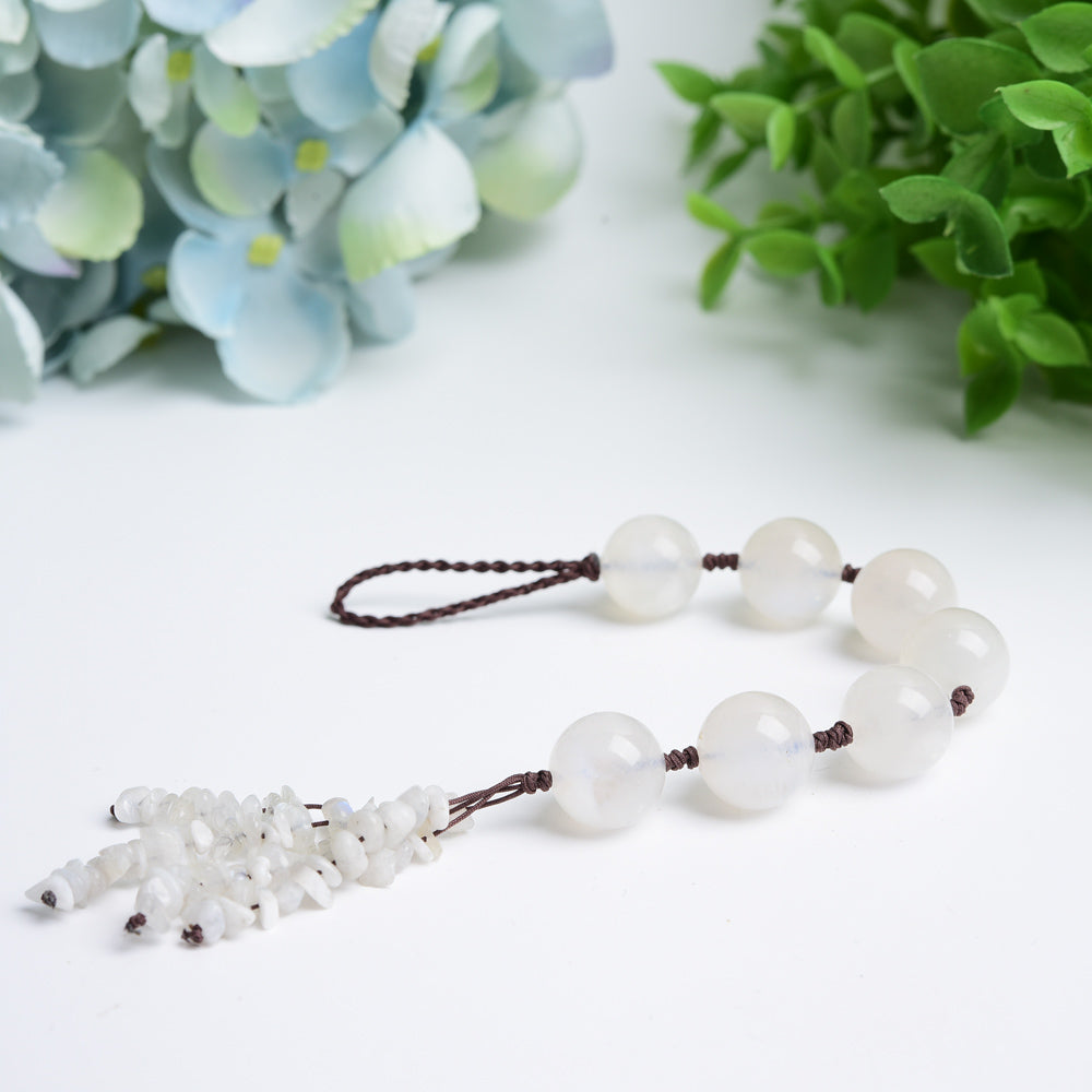 20cm White Moonstone & Tourmaline Crystal Hanging Decor