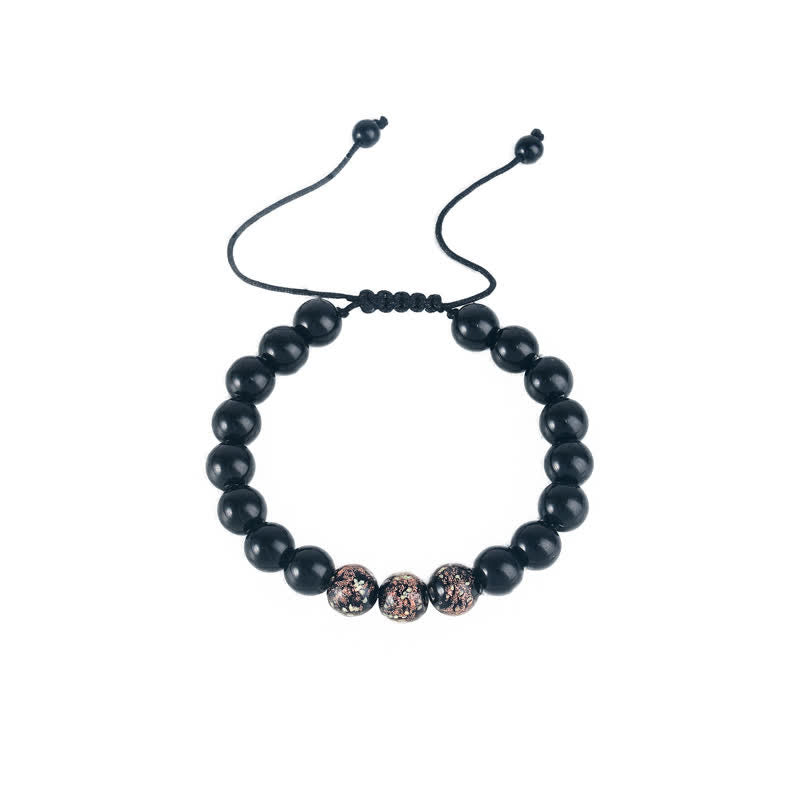 10mm Black Obsidian Strength Bracelet with Glowstone