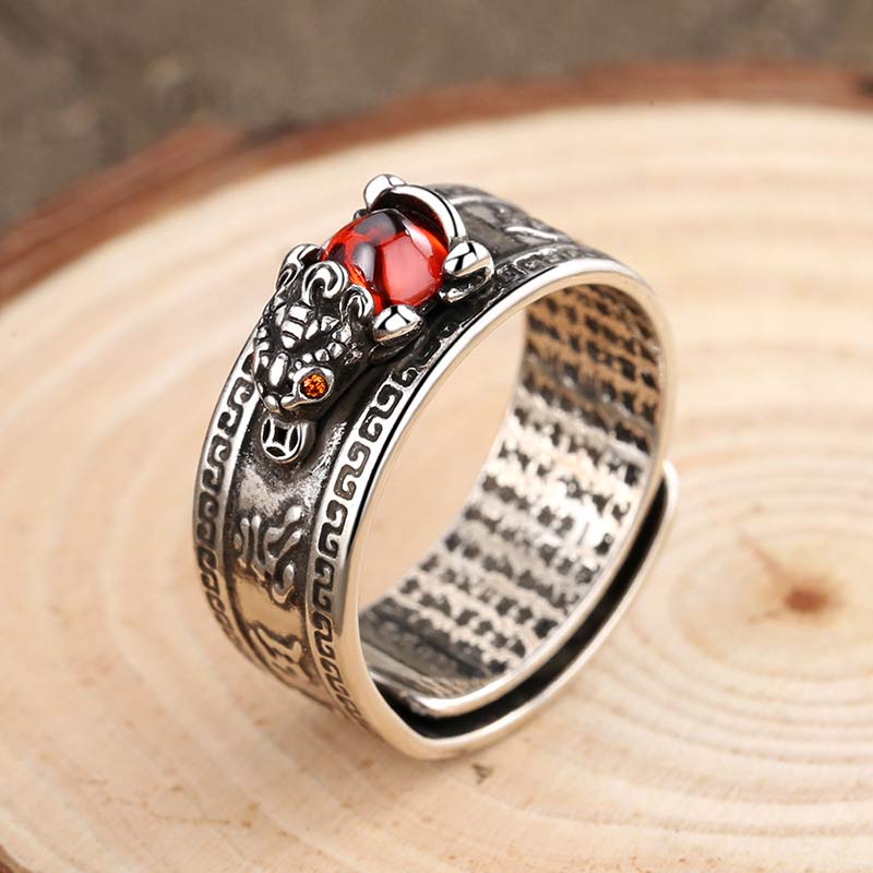 Red Agate PiXiu Wealth Ring | Unisex Agate Ring