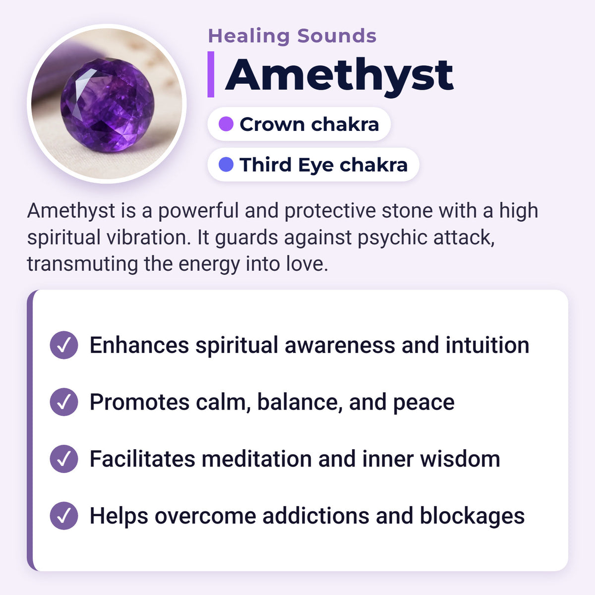 20mm Amethyst Pendant for Spiritual Healing & Meditation, amethyst meaning, benefits and chakras