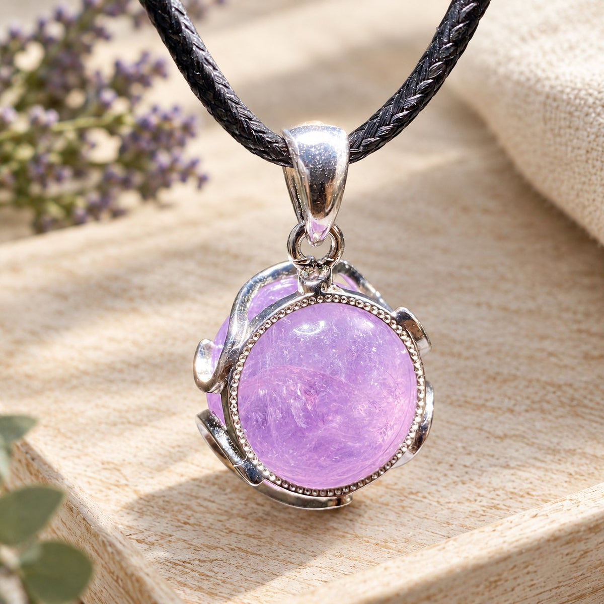 20mm Amethyst Pendant for Spiritual Healing & Meditation, amethyst pendant front view