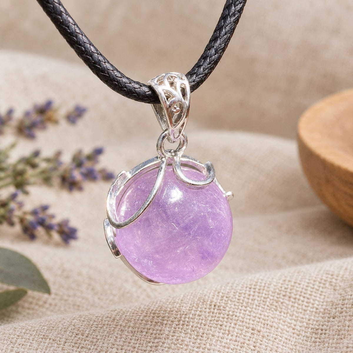 20mm Amethyst Pendant for Spiritual Healing & Meditation, amethyst pendant