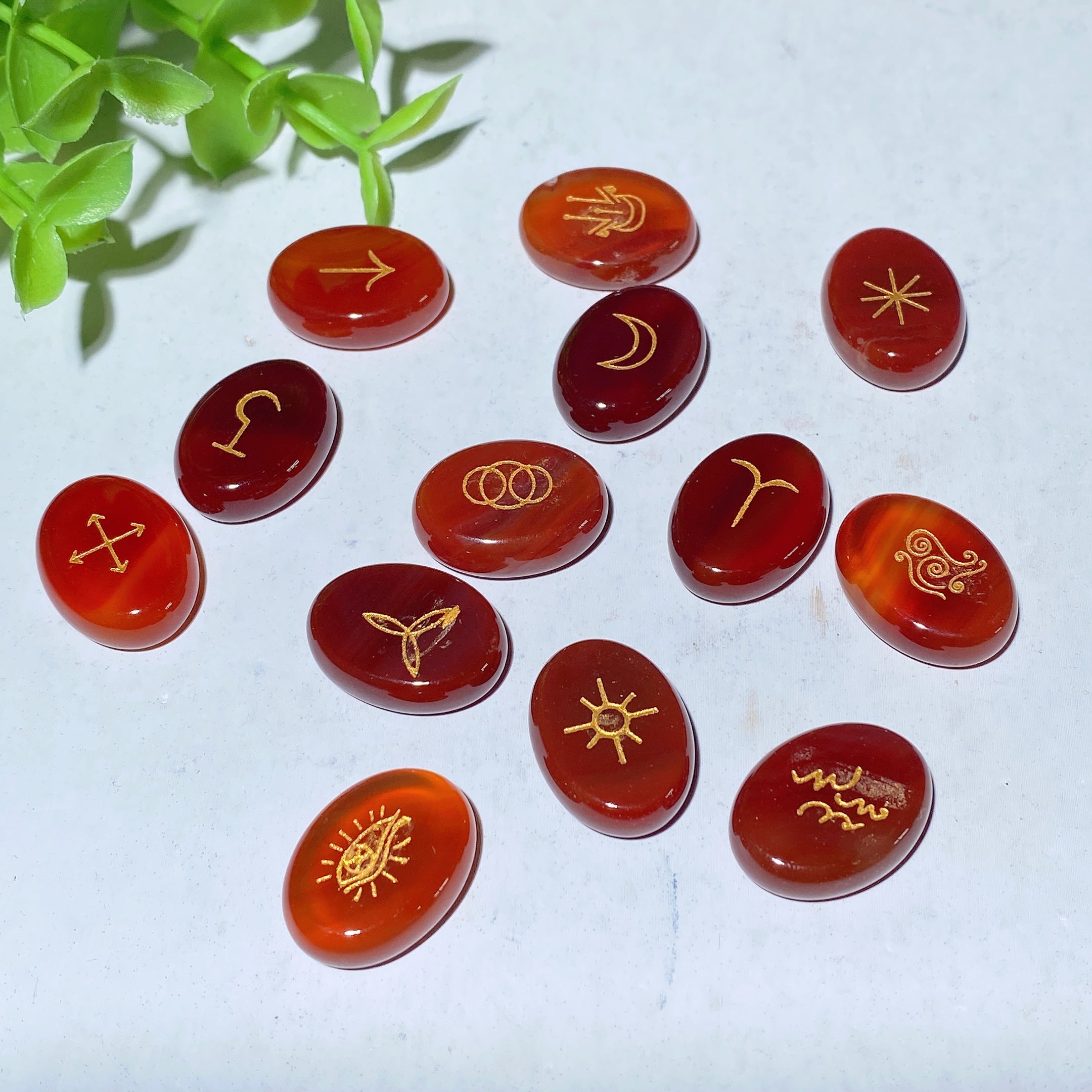 20mm Crystal Runes with Golden Printing for Healing