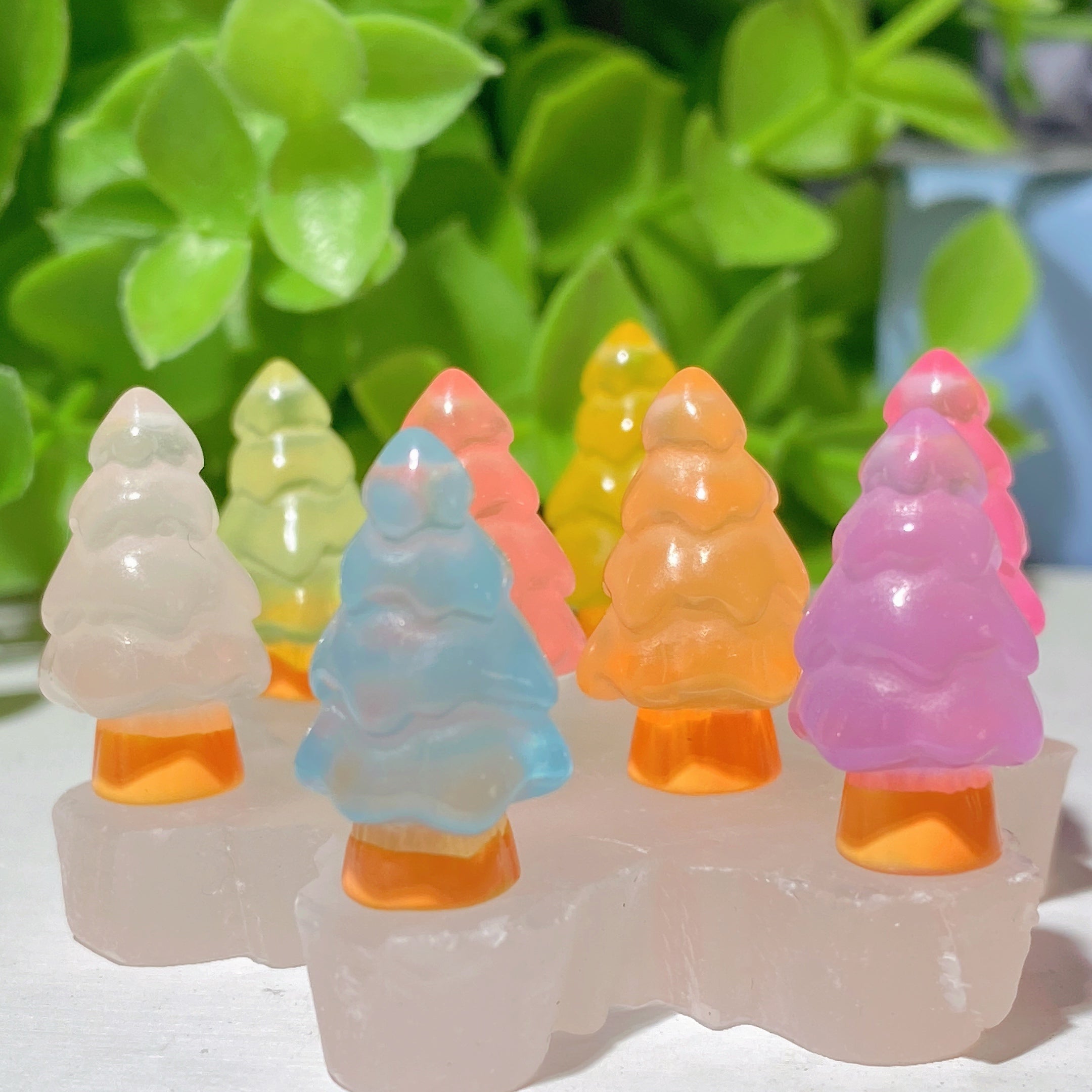 20mm Resin Luminous Mini Christmas Tree Crystal Figurines