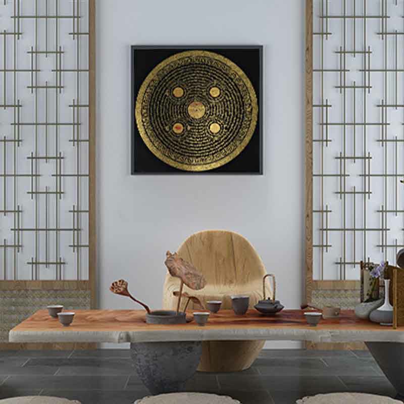 Peinture Thangka tibétaine de 21.65 pouces, décoration d'écriture Om Mani Padme Hum