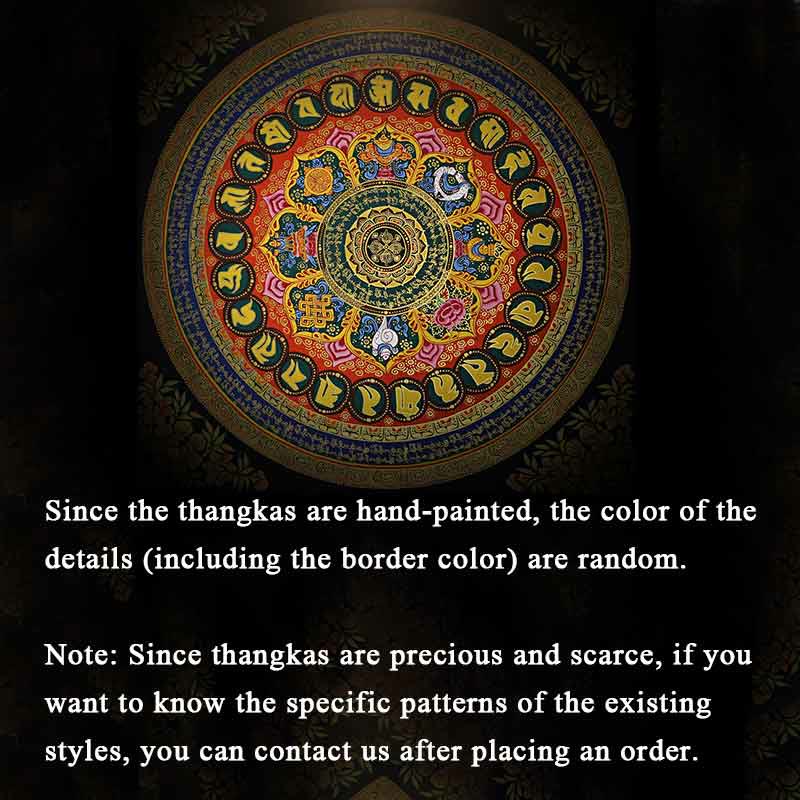 Peinture Thangka tibétaine de 21.65 pouces, décoration d'écriture Om Mani Padme Hum