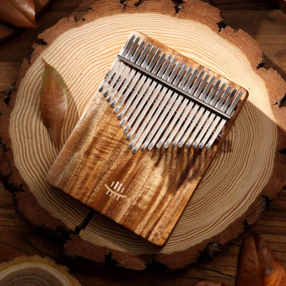 21 Key Acacia Wood Kalimba with Resonance Hole C Tone - 21 Keys / Acacia / Ore Metal Piano Keyboard