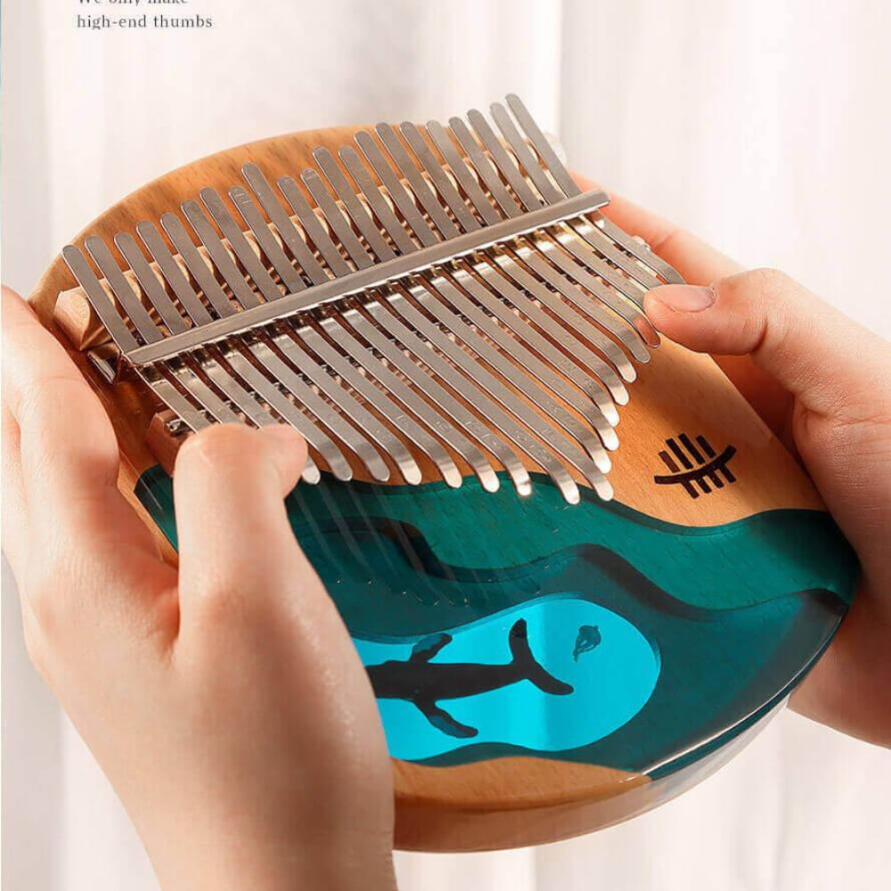 21 Key Beech & Resin C Tone Kalimba Thumb Piano (Blue Whale) - 21 Keys / Beech / Epoxy Resin