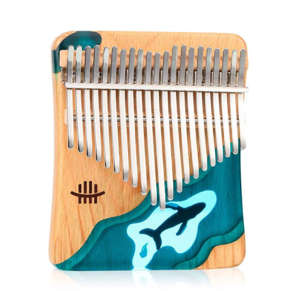 21 Key Beech & Resin C Tone Kalimba Thumb Piano (Deep Sea Blue) - 21 Keys / Beech / Epoxy Resin