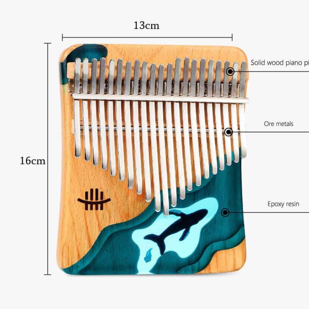 21 Key Beech & Resin C Tone Kalimba Thumb Piano (Deep Sea Blue) - 21 Keys / Beech / Epoxy Resin