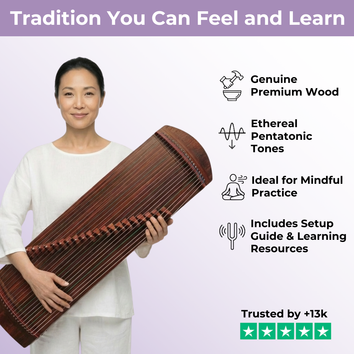 Instrument de musique chinoise Guzheng portable à 21 cordes 古筝