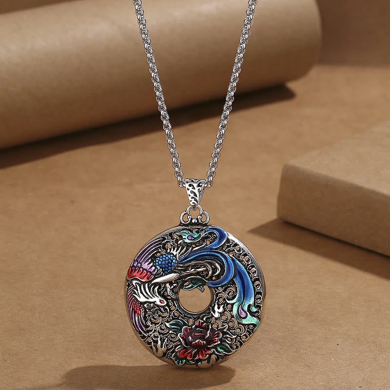 Spiritual Phoenix Peony Protection Necklace 60cm