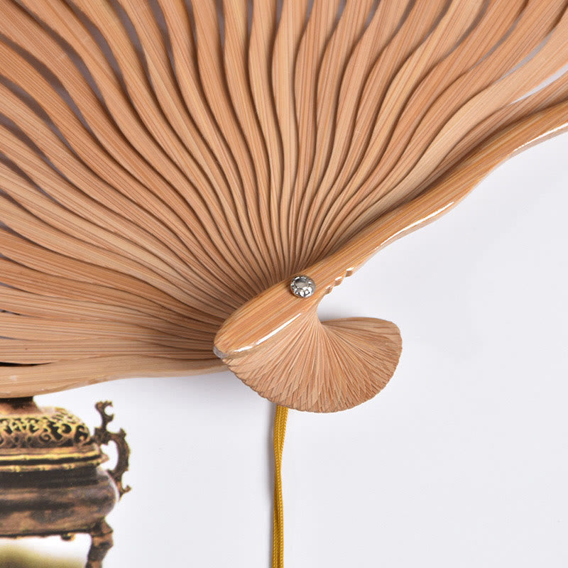 Éventail chinois pliable de 21 cm, motif grue et nuages ​​de bon augure