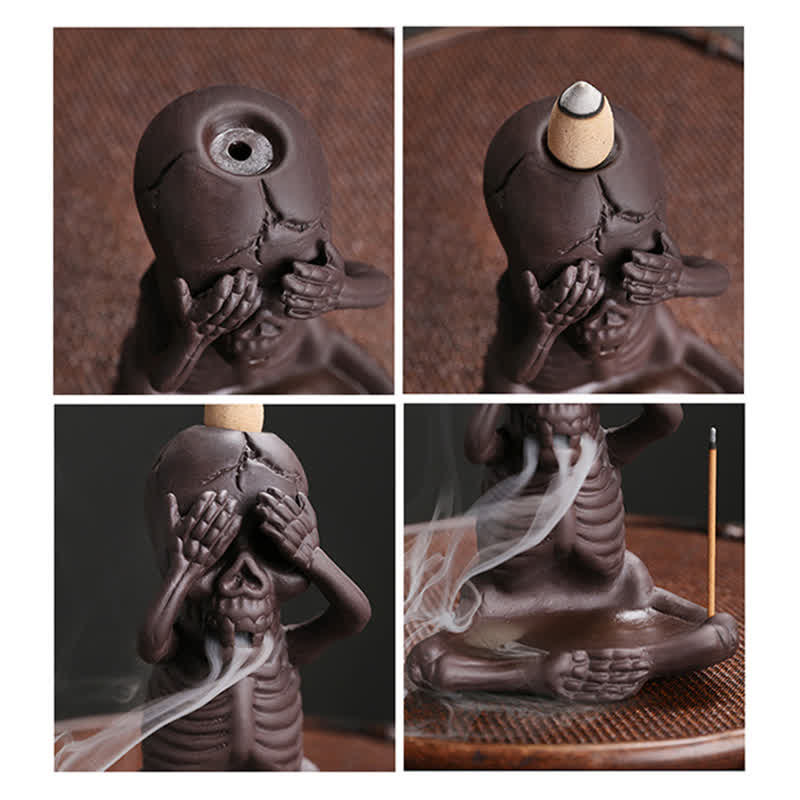 Little Ghost Purple Clay Backflow Incense Burner Peace Decor