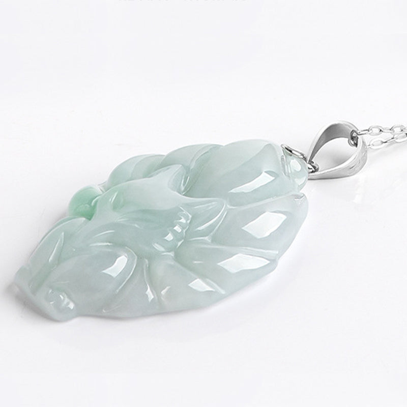 925 Sterling Silver Jade Necklace Nine Tailed Fox for Prosperity
