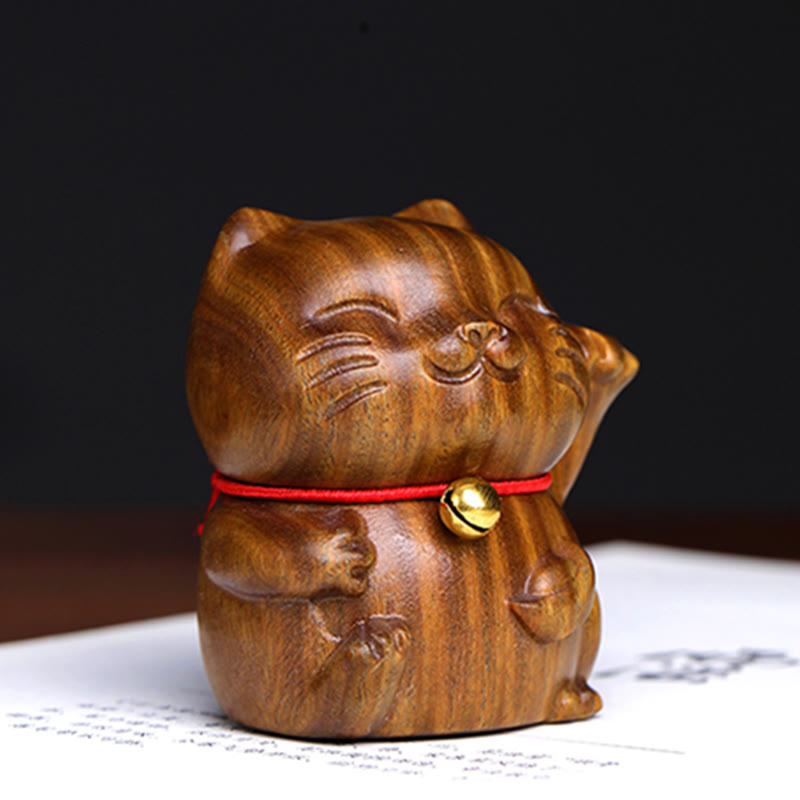 Green Sandalwood Lucky Cat Decoration 4.5cm Peace Charm