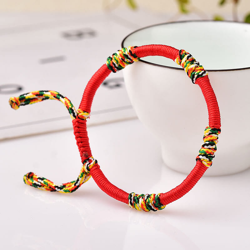 Red String Protection Bracelet with Tibetan King Kong Knot