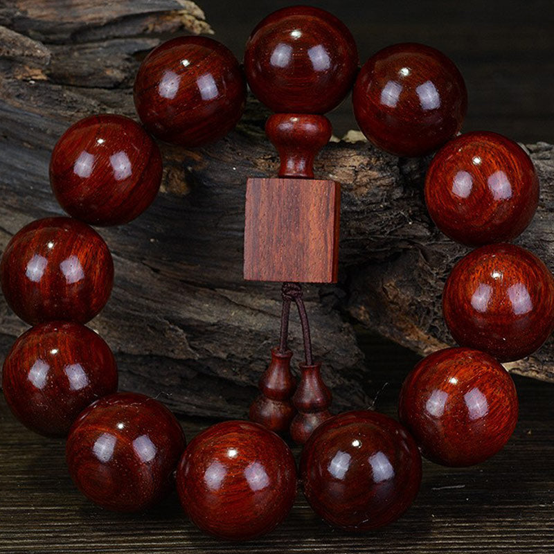 15mm Small Leaf Red Sandalwood Spiritual Bracelet for Relaxation