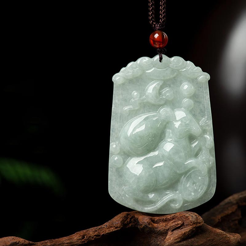 Unisex Jade Necklace with 12 Chinese Zodiac Pendants for Abundance