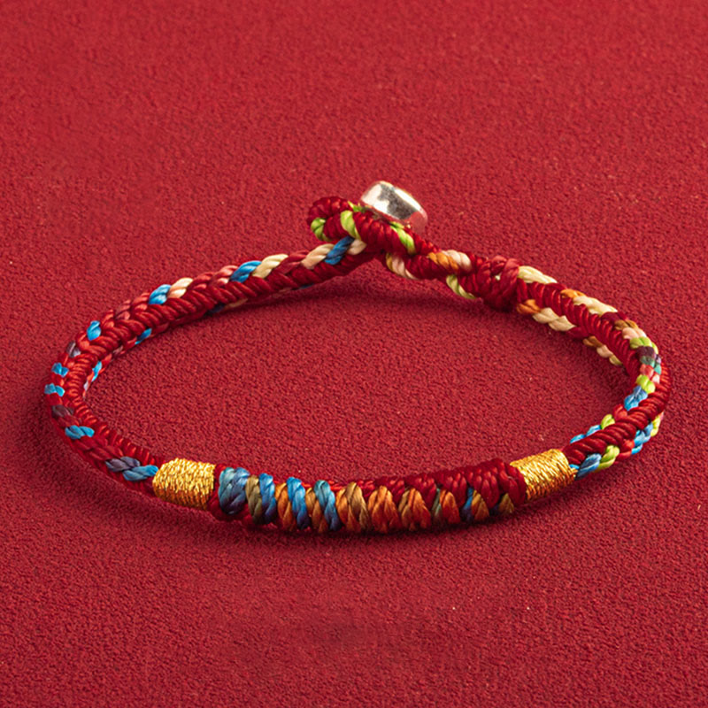 Multicolored Red String Bracelet with King Kong Knot for Protection