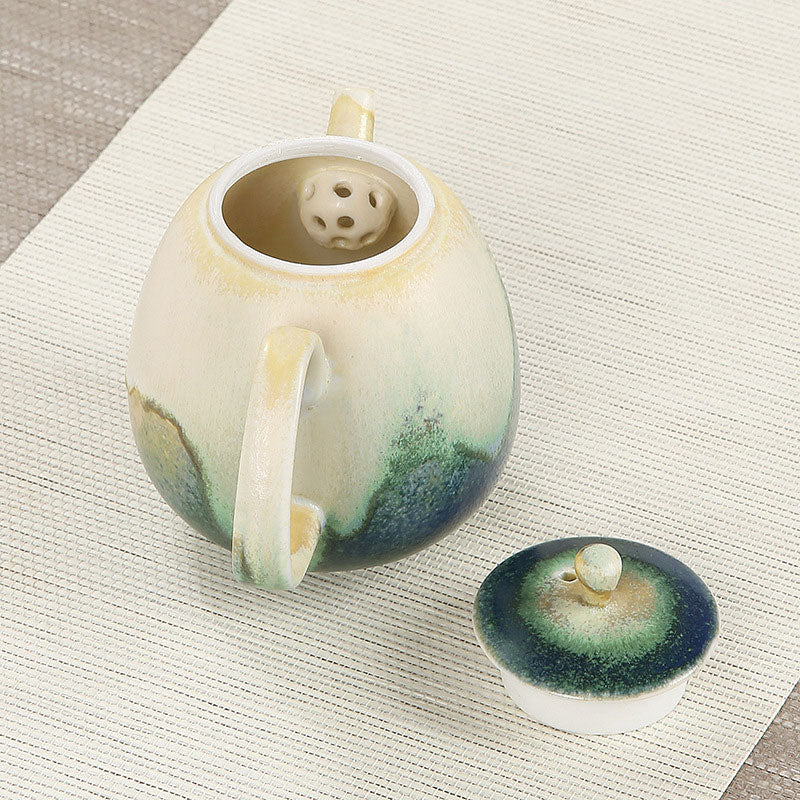 Théière Gongfu en céramique 230 ml, vert beige, pour une décoration zen