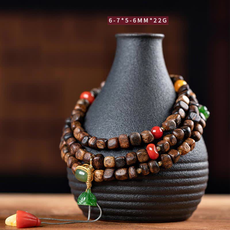 108 Mala Beads Agarwood Bracelet for Peace & Strength