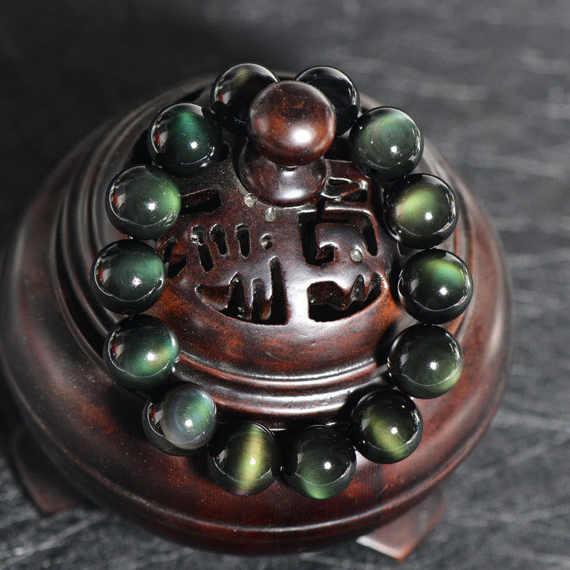 Natural Green Eye Obsidian Wealth Bracelet 8mm