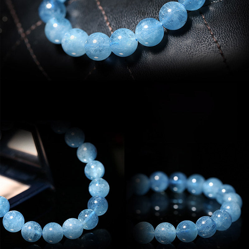 8mm Aquamarine Healing Beads Peace Bracelet