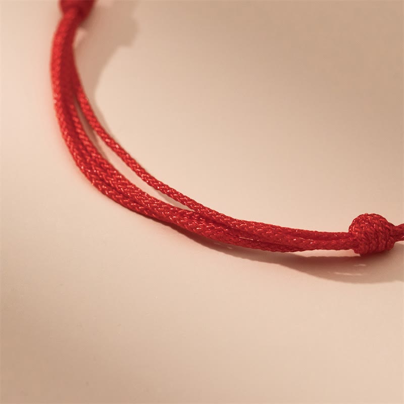 Bracelet porte-bonheur dragon en argent sterling de 23 cm avec cordon rouge