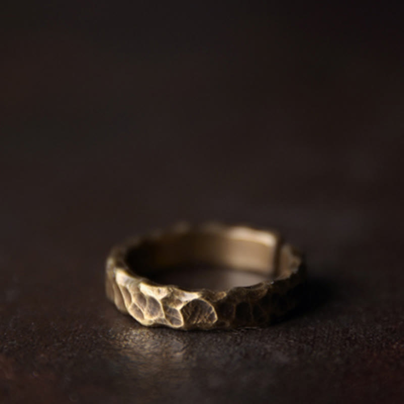Adjustable Copper Tibetan Luck Ring for Positive Energy